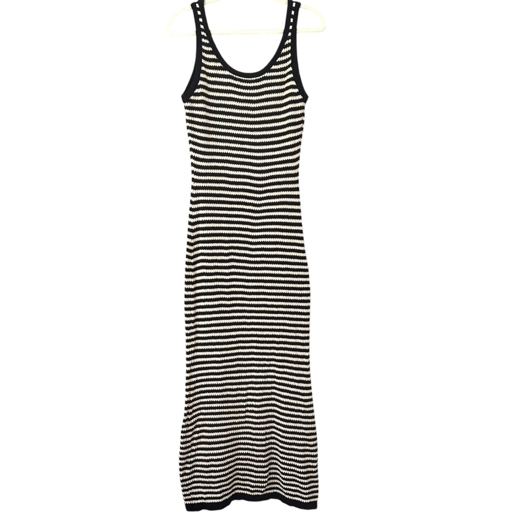 4th & Reckless Crochet Knit Black Stripe Maxi Dress Size Large - Picture 5 of 7